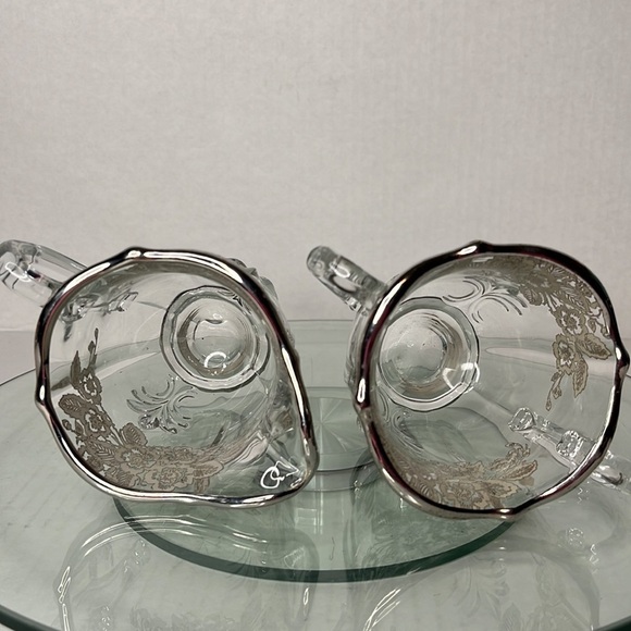 Fostoria Baroque Cream and Sugar with Silver Overlay of Wild Roses Elegant Glass - Picture 13 of 13